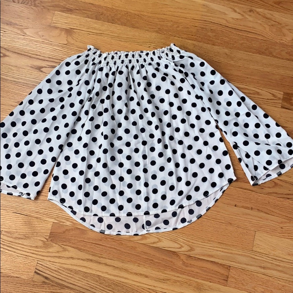 Paper Racine polka dot off the shoulder top